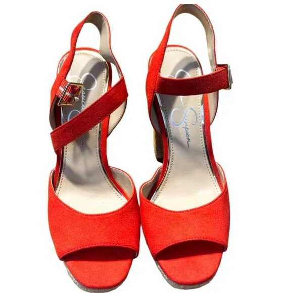 Jessica Simpson Tangerine Platform Sandals Size 7 | Chunky Summer Dress Heels - Picture 1 of 5